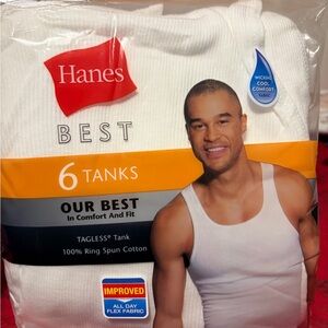 Hanes Best Men's White Tank Tops - 6 Pack